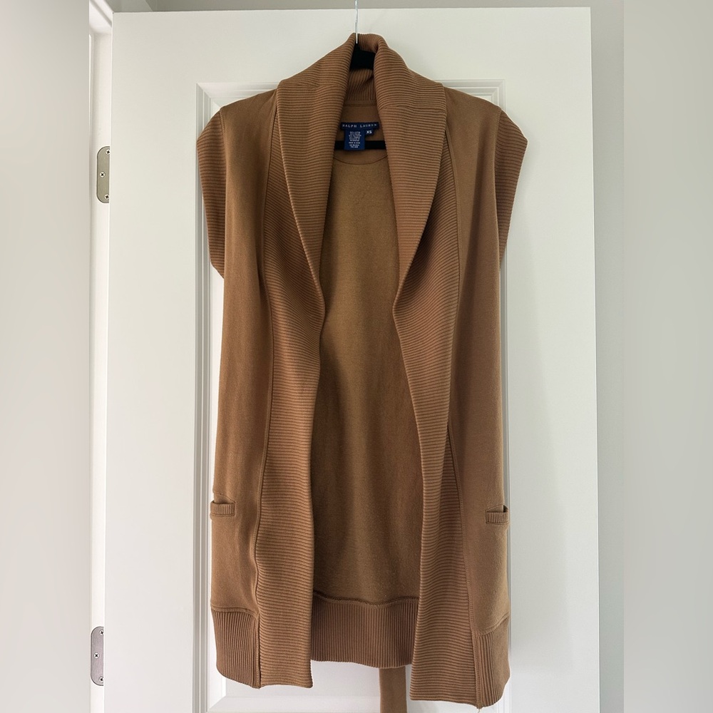 Ralph Lauren Tan sleeveless cardigan